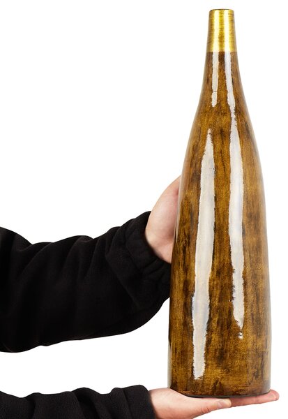Dekoratívna váza hnedá terakotová s efektom dreva 52 cm elegantná obývacia izba spálňa