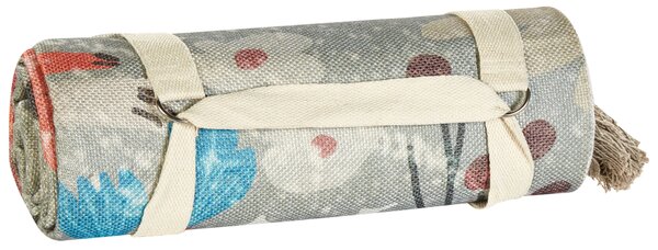 Pikniková deka viacfarebná polyester 200 x 200 cm ručná výroba so strapcami kvetovaný vzor moderný štýl záhrada exteriér