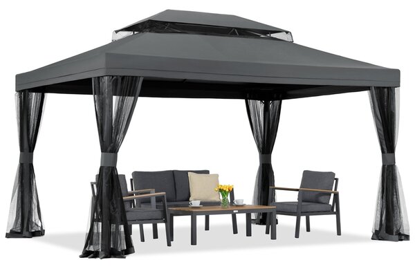 Antracitový záhradný pavilón s moskytiérou Valencia 3x4 m Garden Point