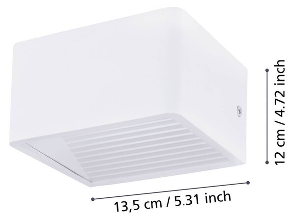 EGLO Vonkajšie nástenné svietidlo Doninni 1, biela, šírka 13 cm, 2-pl., Biela / opálová, Hliník, Moderný, Nástenné svietidlo
