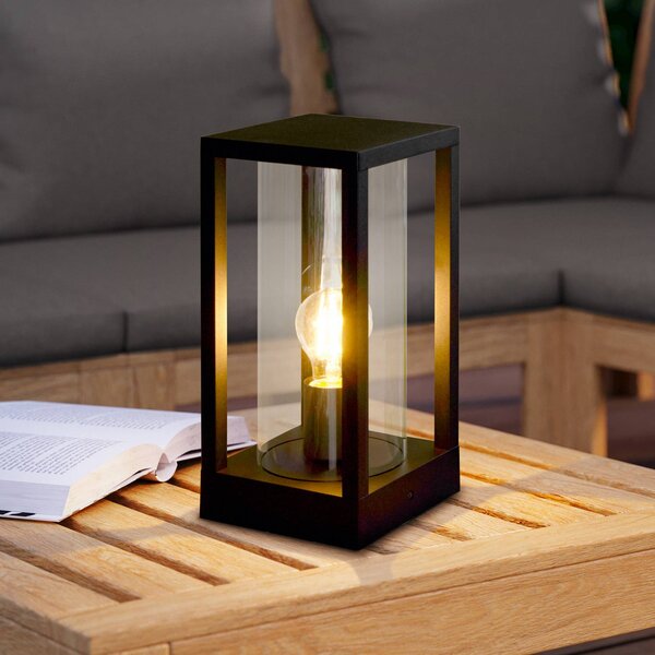 Stojaca lampa Cascinetta, šírka 15 cm, čierna, kovová, Čierna, Hliník, Moderný, Vonkajčie stĺpové osvetlenie
