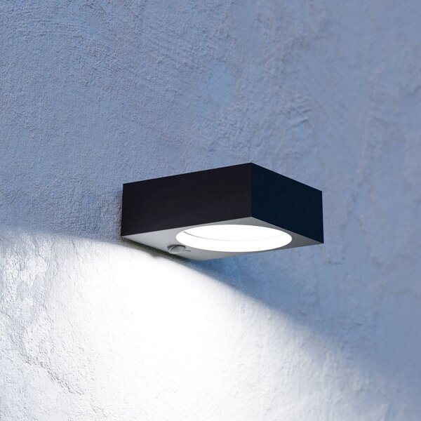 Solárne LED vonkajšie nástenné svietidlo Darfano, čierna, šírka 14 cm, Čierna, Plast, Moderný, Nástenné svietidlo