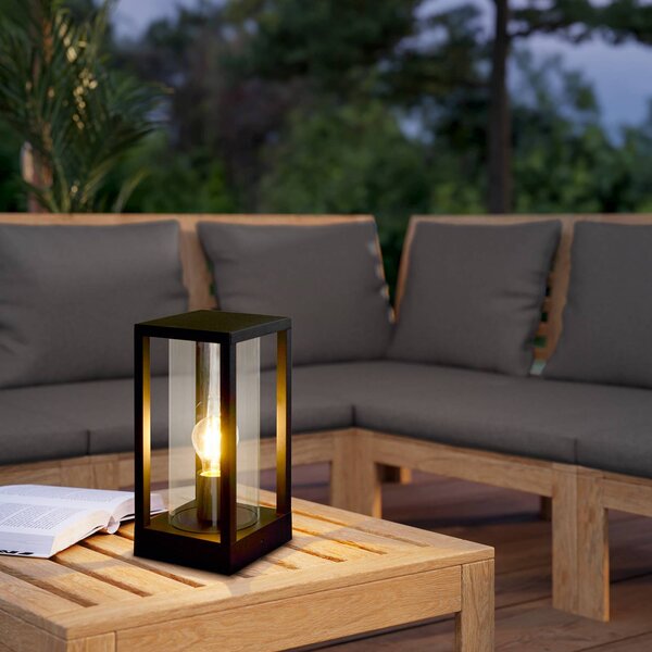 Stojaca lampa Cascinetta, šírka 15 cm, čierna, kovová, Čierna, Hliník, Moderný, Vonkajčie stĺpové osvetlenie