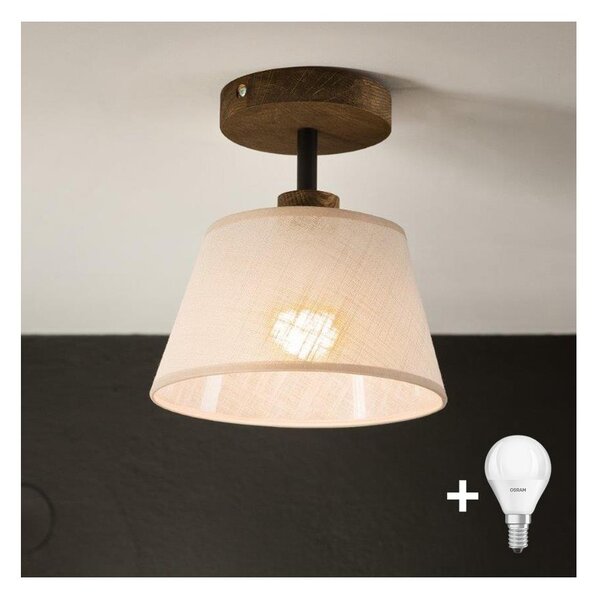 Brilagi - LED Prisadený luster ANTHONY 1xE14/60W/230V dub orech/béžová