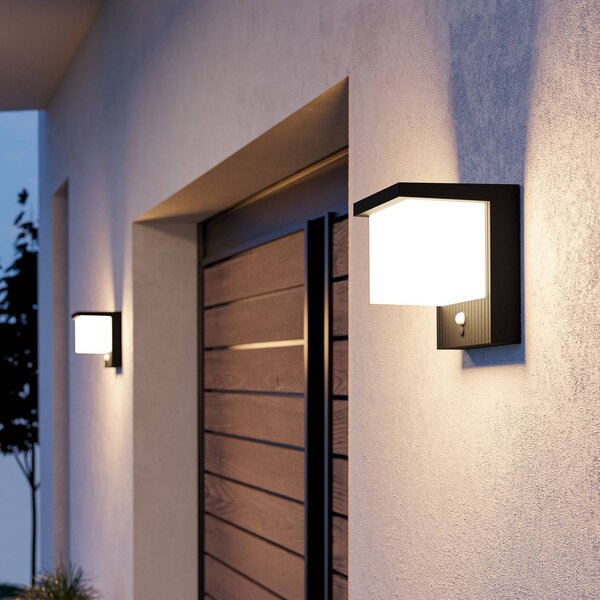 EGLO Solárna nástenná lampa s LED osvetlením Frigento, čierna, výška 15 cm, senzor, Čierna, Hliník, Moderný, Nástenné svietidlo