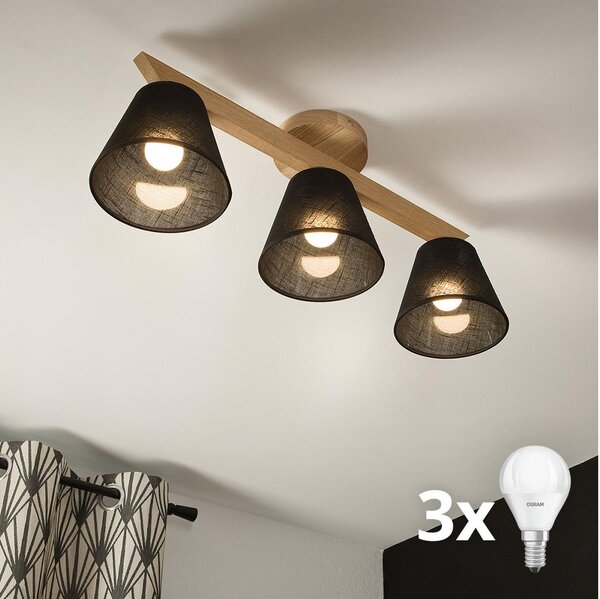 Brilagi - LED Prisadený luster ANTHONY 3xE14/40W/230V dub/čierna