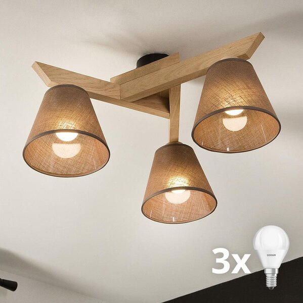 Brilagi - LED Prisadený luster ANTHONY 3xE14/40W/230V dub/hnedá