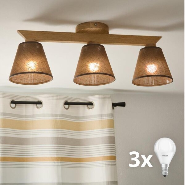 Brilagi - LED Prisadený luster ANTHONY 3xE14/40W/230V dub/hnedá