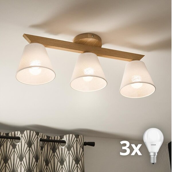 Brilagi - LED Prisadený luster ANTHONY 3xE14/40W/230V dub/biela