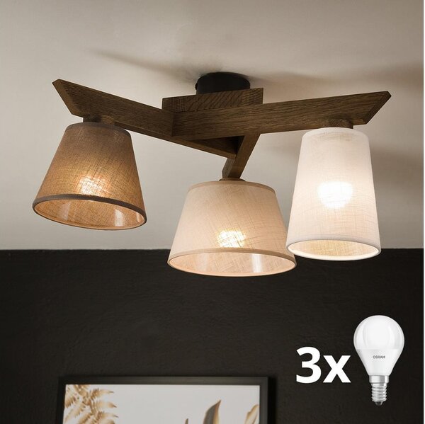 Brilagi - LED Prisadený luster ANTHONY 3xE14/40W/230V dub orech