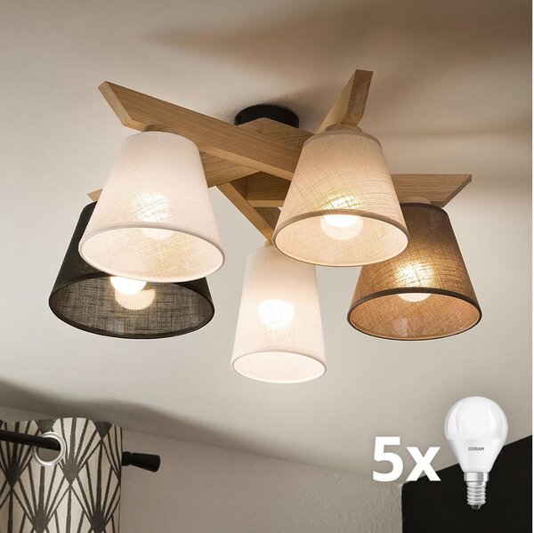 Brilagi - LED Prisadený luster ANTHONY 5xE14/40W/230V dub