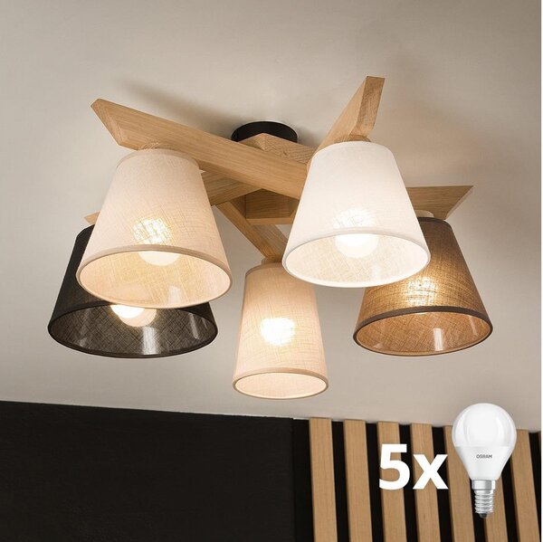 Brilagi - LED Prisadený luster ANTHONY 5xE14/40W/230V dub