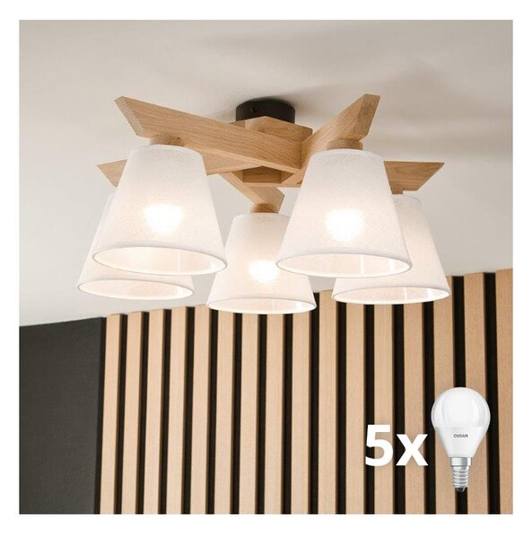 Brilagi - LED Prisadený luster ANTHONY 5xE14/40W/230V dub/biela