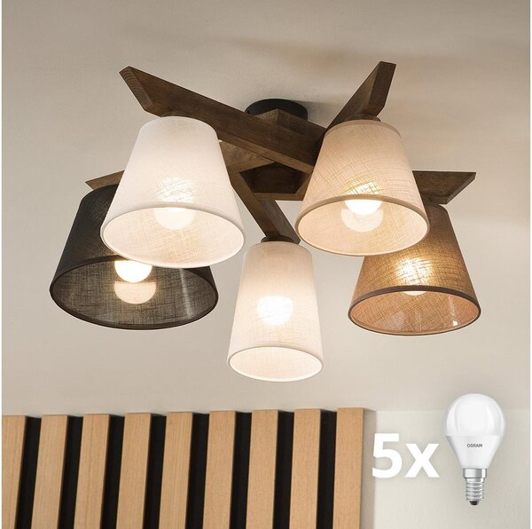 Brilagi - LED Prisadený luster ANTHONY 5xE14/40W/230V dub orech