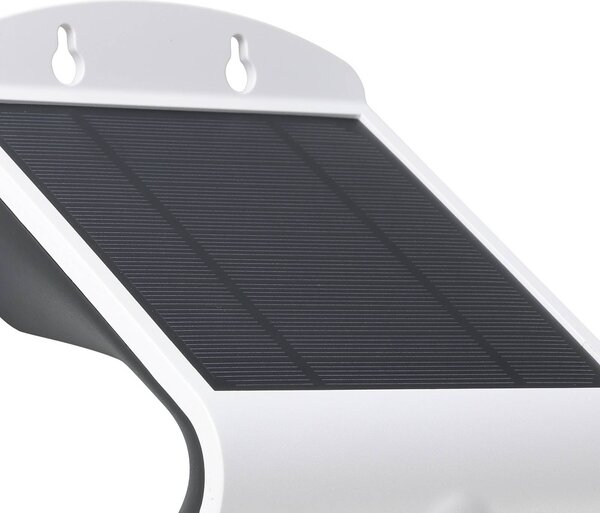 Solárne LED nástenné svetlo Lamozzo, biela, výška 21 cm, senzor, Biela / opálová, Plast, Moderný, Solárne svietidlá