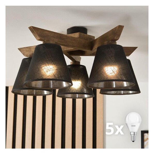 Brilagi - LED Prisadený luster ANTHONY 5xE14/40W/230V dub orech/čierna