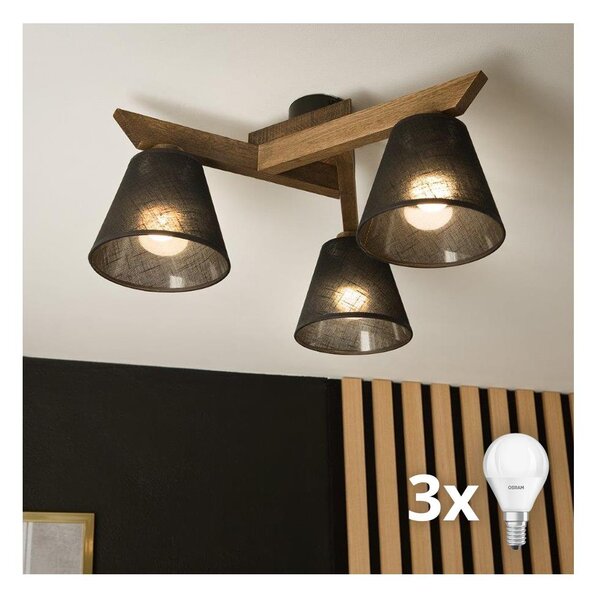 Brilagi - LED Prisadený luster ANTHONY 3xE14/40W/230V dub orech/čierna