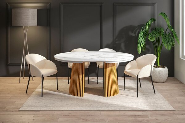 Dekorstudio Rozkládaci jedálenský stôl MARBELLO FLEX 120-200cm biely mramor