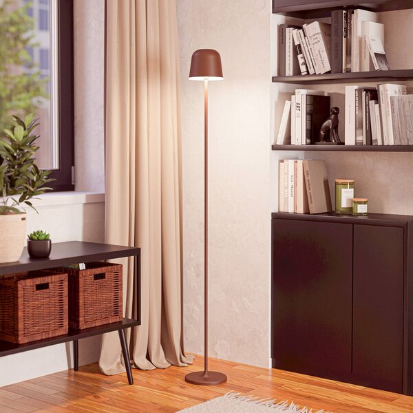 LED záhradná lampa na batériu Mannera-L, farba hrdze, výška 140 cm, Hnedá / hrdzavá, Hliník, Moderný, Stojaca lampa