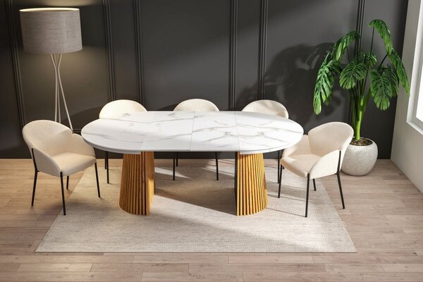 Dekorstudio Rozkládaci jedálenský stôl MARBELLO FLEX 120-200cm biely mramor