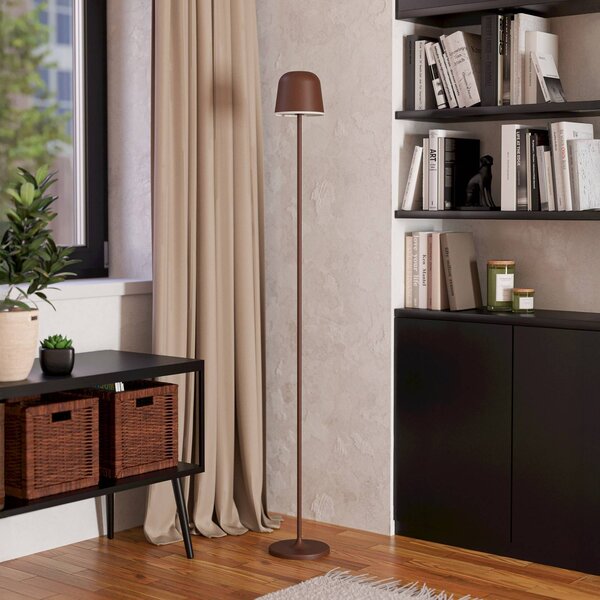 LED záhradná lampa na batériu Mannera-L, farba hrdze, výška 140 cm, Hnedá / hrdzavá, Hliník, Moderný, Stojaca lampa