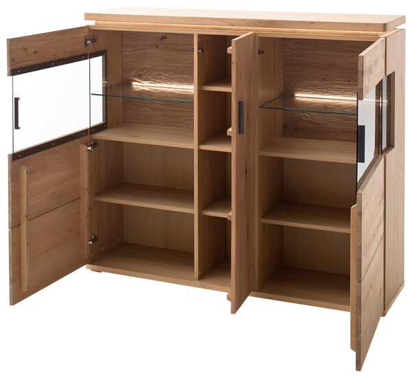 VYSOKÁ KOMODA, trámový dub, farba duba, 150/128/37 cm Linea Natura - Obývacie zostavy