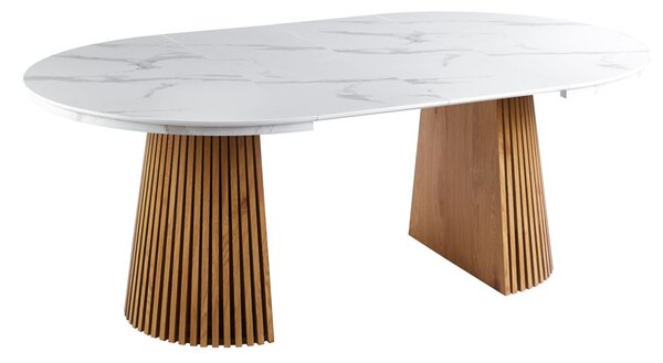 Dekorstudio Rozkládaci jedálenský stôl MARBELLO FLEX 120-200cm biely mramor