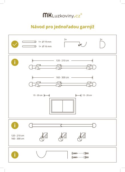 Garniža jednoradová Davide - staré zlato 120 - 210 cm