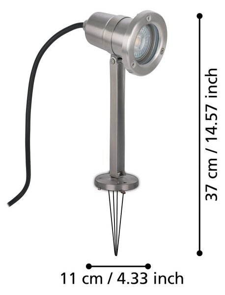 EGLO Zemný kolík Nema, v farbe nehrdzavejúcej ocele, 24 cm, nehrdzavejúca oceľ, Hliník / sivá / zinok, Nehrdzavejúca oceľ, Moderný, Vonkajše bodové svietidlo / bodateľné do zeme