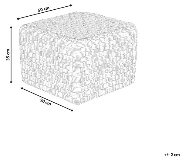 Vonkajší taburet zelený syntetický materiál 50 x 50 x 35 cm štvorcový tvar pletený ručná výroba puf podnožka moderný boho štýl záhrada