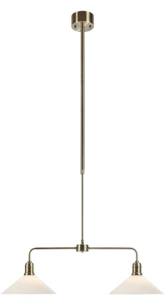 Závesné svietidlo Vela, starý mosadz, 2-pl., sklo, dĺžka 75 cm, Hnedá / staromosadz, Obývacia izba / jedáleň, kov, Závesné svietidlo