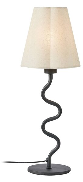 Stolová lampa Veya, čierna/béžová, ľan, výška 41 cm, E14, Krémová / jantárovo žltá, Obývacia izba / jedáleň, Textil / látka / hodváb, Stolová lampa