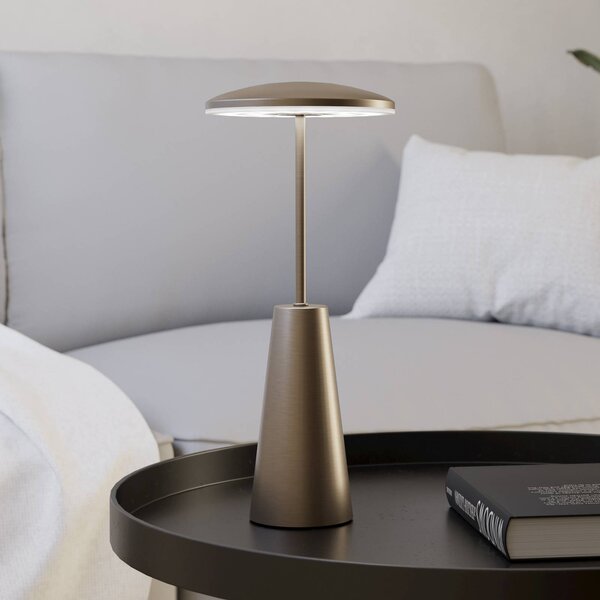 LED svietidlo na batérie Piccola, bronzová farba, výška 28 cm, IP54, Hnedá / staromosadz, Obývacia izba / jedáleň, kov, Moderný, Stojacie svietidlo