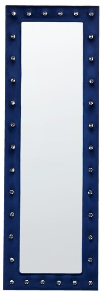 Stojace zrkadlo modrý zamatový rám 50 x 150 cm ozdobné kryštáliky z akrylového skla glamour dizajn