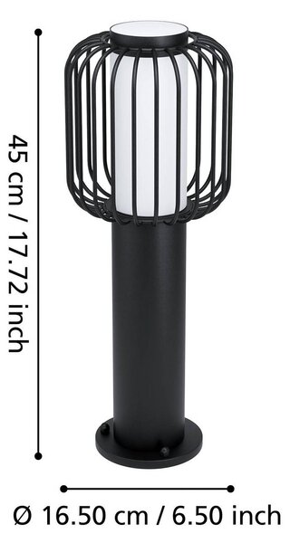 Stojacie svietidlo Ravello, čierne, výška 45 cm, kov, Čierna, kov, Moderný, Vonkajčie stĺpové osvetlenie
