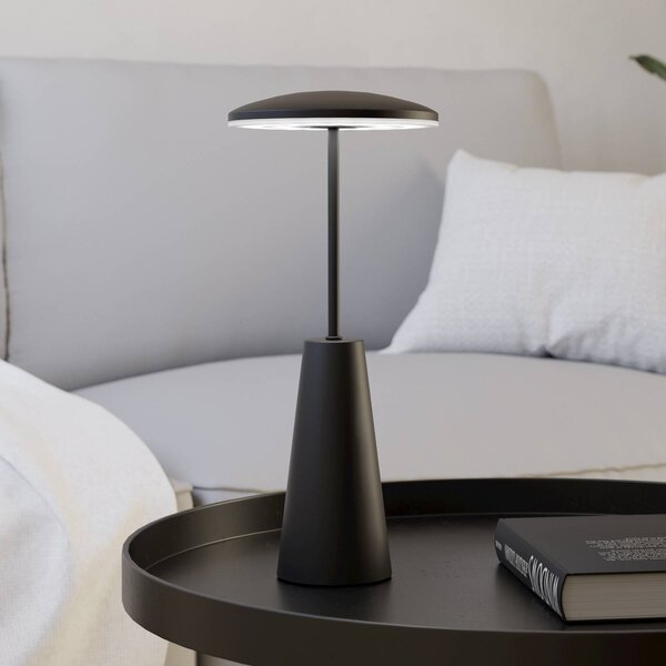 LED svietidlo na batérie Piccola, čierne, výška 28 cm, kovové, IP54, Čierna, Obývacia izba / jedáleň, kov, Moderný, Stojacie svietidlo