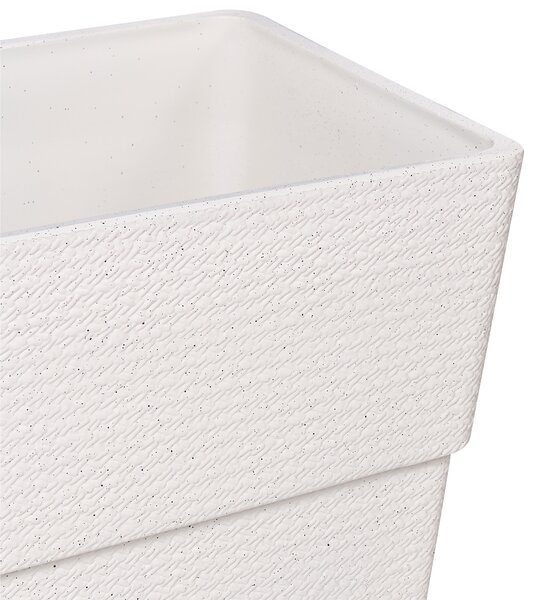 Sada 2 záhradných kvetináčov krémová biela syntetický materiál vonkajšie kvetináče drážkovaný efekt terasa balkón