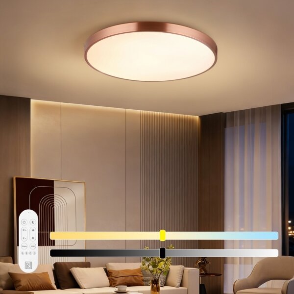 Immax NEO 07323L-LED stmievateľné stropné svietidlo SEMPLICI 96W/230V priemer 80 cm Wi-Fi Tuya rosé + diaľkové ovládanie