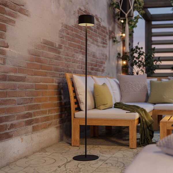 EGLO Solárna LED lampa na terasu Roccanova-L, čierna, výška 120 cm, Čierna, kov, Moderný, Solárne svietidlá
