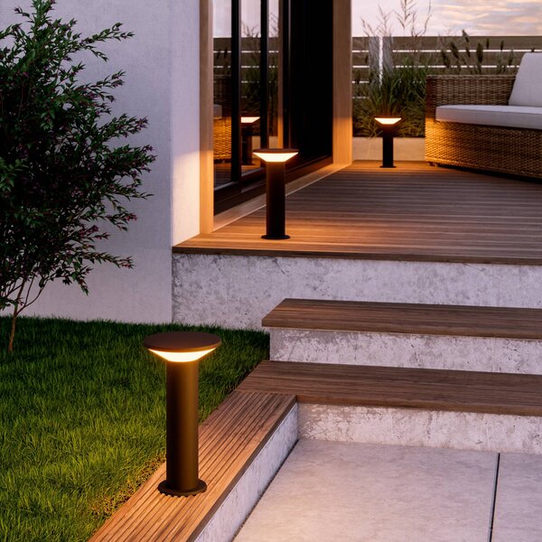 LED stojaca lampa Rigosa, čierna, výška 35 cm, kov, Čierna, kov, Moderný, Vonkajčie stĺpové osvetlenie