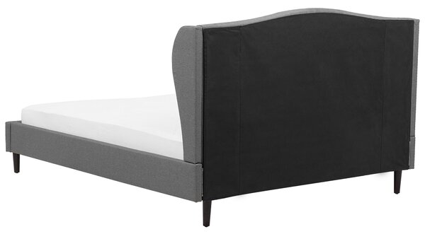 Posteľ sivá 180 x 200 cm čalúnený rám postele s čelom a roštom dvojlôžková klasický dizajn