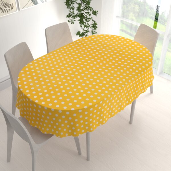 Biante Bavlnený oválny obrus Sandra SA-598 Biele bodky na žltom 50x100 cm