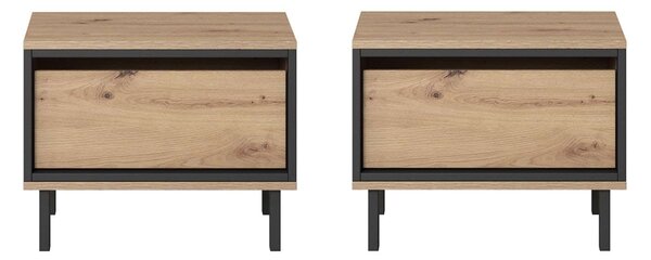 Sada dvoch nočných stolíkov PINTO II Dub Artisan + čierna