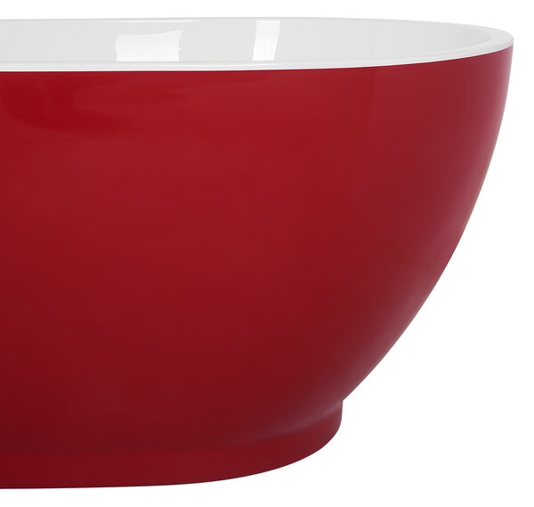 Voľne stojaca vaňa červená sanitárny akrylát 173 x 82 cm pre jednu osobu oválny moderný dizajn