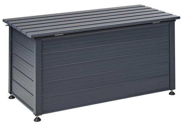 Záhradný úložný box s vekom tmavosivý hliníkový 123 x 60 cm 330 L vonkajší úložný nábytok