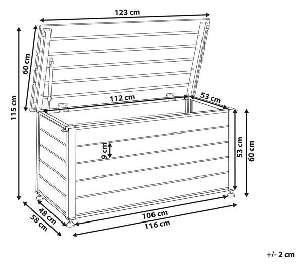 Záhradný úložný box s vekom tmavosivý hliníkový 123 x 60 cm 330 L vonkajší úložný nábytok