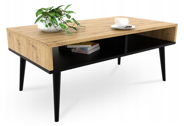 Konferenčný stolík Spandi 90x50 - dub škandinávsky/čierna