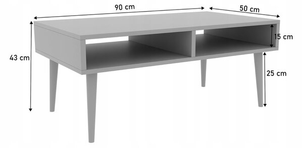 Konferenčný stolík Spandi 90x50 - dub škandinávsky/čierna