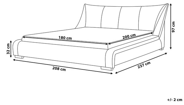 Vodná posteľ sivá látkové čalúnenie 180 x 200 cm s roštom prešívané čelo redukcia vĺn moderný štýl spálňa