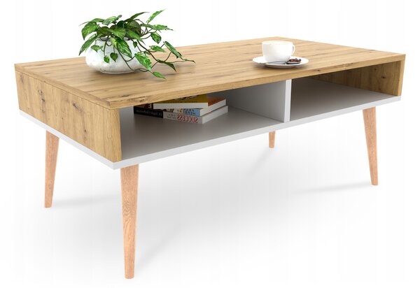 Konferenčný stolík Spandi 90x50 - dub artisan/biela